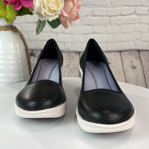 EASY SPIRIT ANTIGRAVITY Black Leather Wedges 7W - Picture 3 of 17